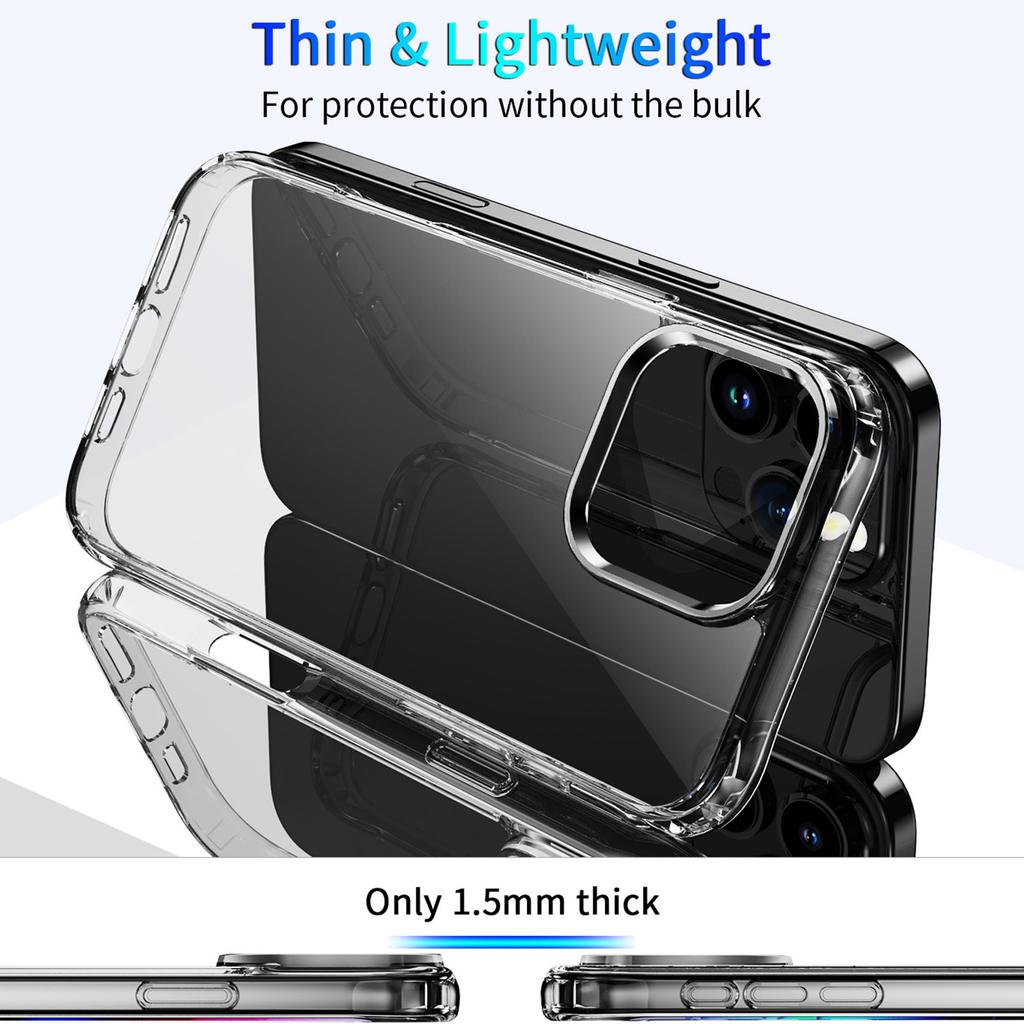 Anti-Yellowing Crystal Transparent Case for iPhone 17 Air 16 Plus 15 pro max, Shockproof Air Cushion Corners Anti-Scratch Daily Use Protective Cover