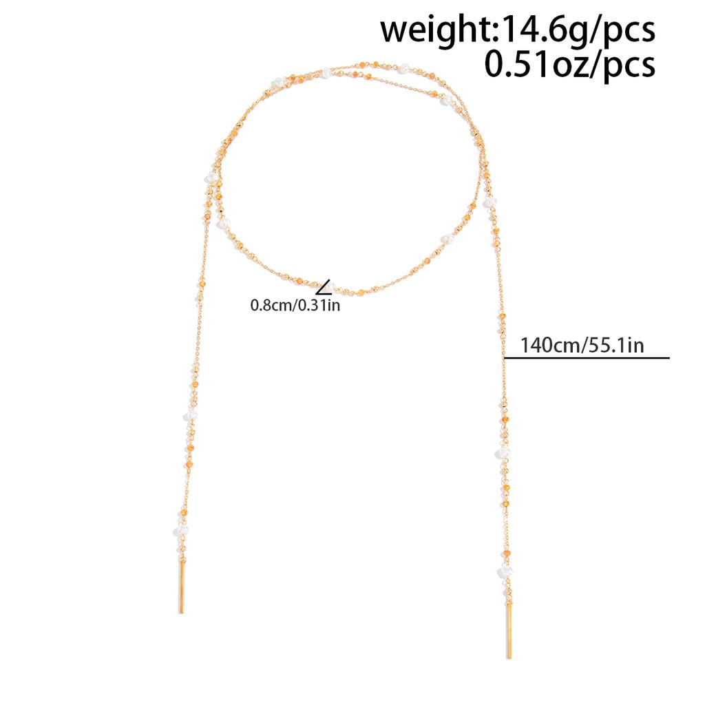 Ingemark Vintage Imitation Pearls Crystal Necklaces Women Trendy Elegant Gold Color Metal Sweater Long Chain New Year Jewellery