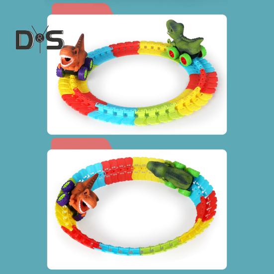 1 набор игрушечных треков для машинок-динозавров с легкой музыкой, обучающая самодельная трасса для строительства, антигравитационная игра-динозавр, американские горки, гоночная игрушка для скалолазания