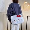 Hello Kitty Plush Tote Bag With Zipper Closure For Daily Casual Wear