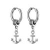 Men Punk Earrings Anchor Pendant Stainless Steel Man's Ear Jewelry Unisex Rock Drop Earrings