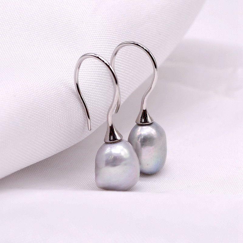 Серьги с жемчугом, цветной натуральный пресноводный жемчуг, большой серебряный крючок, серьги с жемчугом в стиле барокко, простые женские серьги, подарок на выбор для девочек