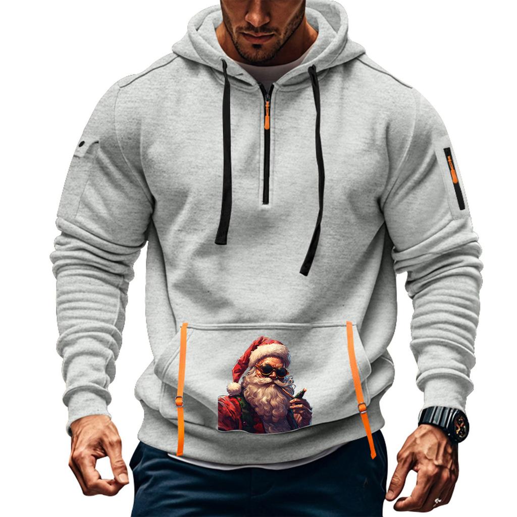Мужская толстовка с капюшоном с принтом, кардиган на молнии с карманом на рукаве, мужская спортивная повседневная толстовка большого размера