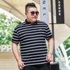 Мужская рубашка-поло больших размеров с короткими рукавами больших размеров, полосатая молодежная футболка с лацканами с половиной рукавов, размер 195