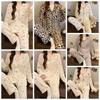 Bear Long Pajama Set Bow Lady Nightwear Suit Comfortable Women's Loungewear  Female
