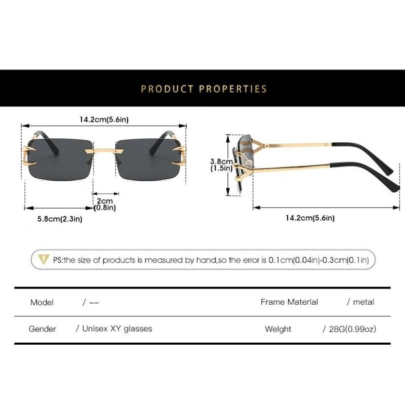 New Frameless Sunglasses Fashionable and Simple Square Frameless Ocean Colored Sunglasses