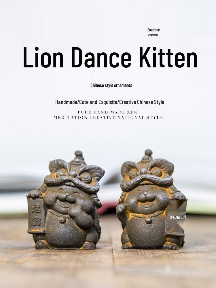 Пробуждающийся Лев Денежный Кот Орнамент - Китайский Национальный Тренд Домашний Декор, Высококачественное Ручное Изделие для Рабочего Стола Гостиной.
