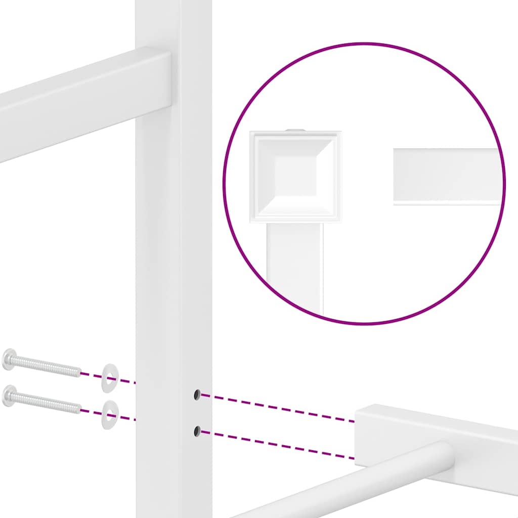 Metal Bed Frame with Headboard and Footboard White 135 x 190 cm