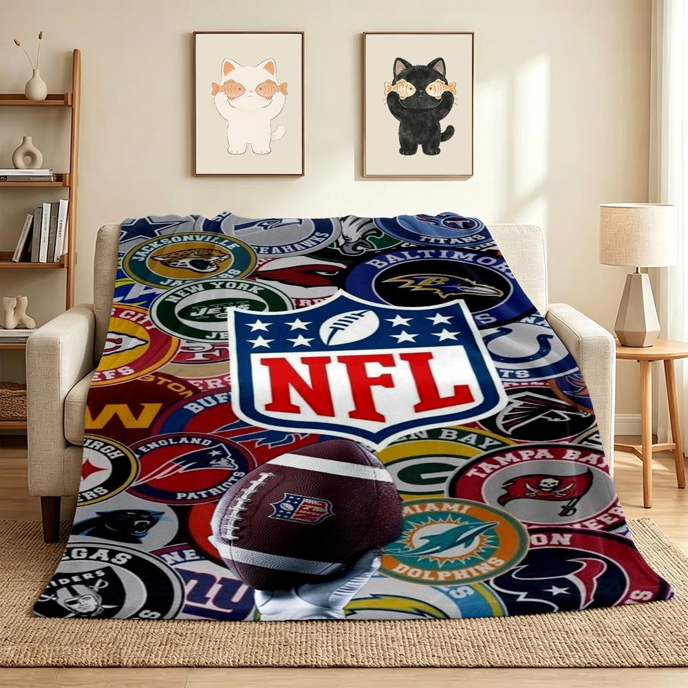 Nfl Patches Throw Blanket Flannel Blanket Soft Warm Sofa Bed Camping home Decor Unique Christmas Gift C1023