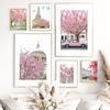 Париж, Эйфелева башня, постеры и принты, весенняя вишня, настенное искусство, скандинавские декоративные картины для стен, эстетический декор комнаты