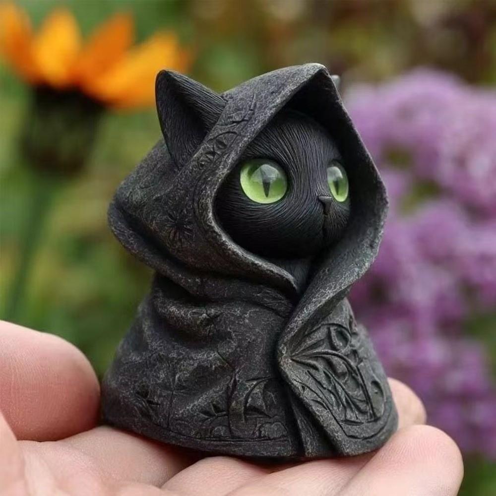Декоративные фигурки кошек 3D-печатная скульптура кошки Декор Статуэтка кошки в капюшоне Мистический кот Украшения для кошек Декор для дома