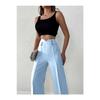 Women's High Waist Palazzo Buttoned Detail Slim Fit Pants
