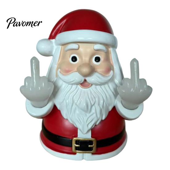 Humorous Christmas Party Decor Middle Finger Light, Naughty Santa Claus Reindeer Giving Lamp with LED Whimsical Gifts for Colleagues Warm Glow,