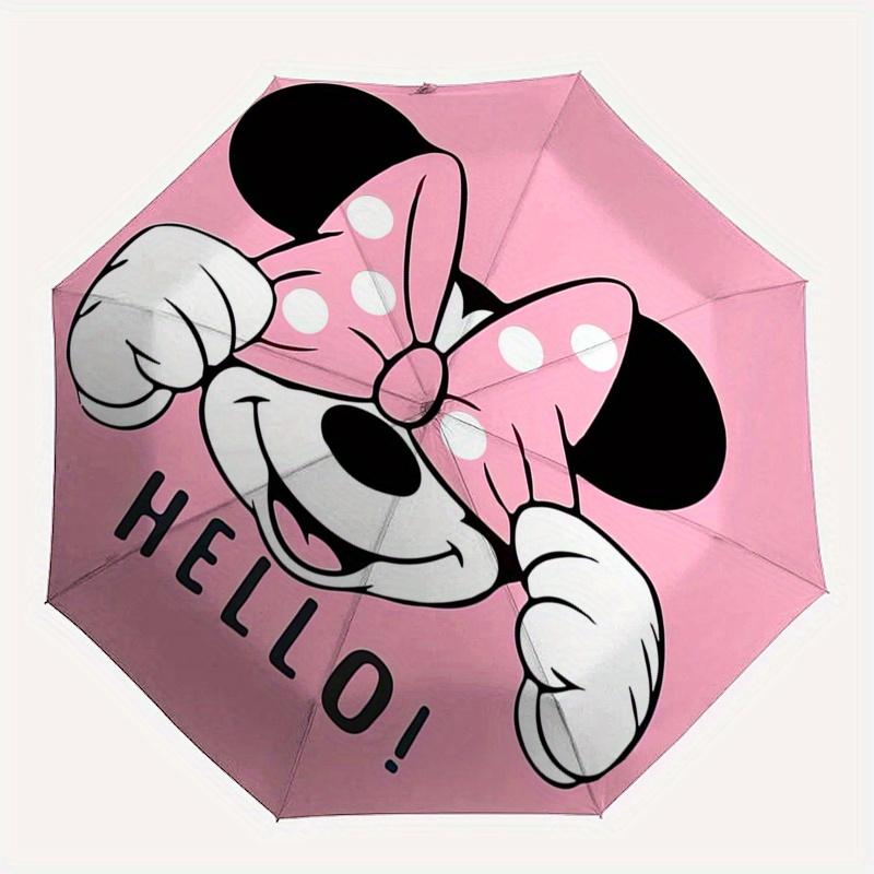 1 шт. Автоматический складной зонт Минни Маус Hello: Компактный 8-реберный дизайн, Мультяшный, Для путешествий на открытом воздухе, Деловая зонт, Рождественский подарок