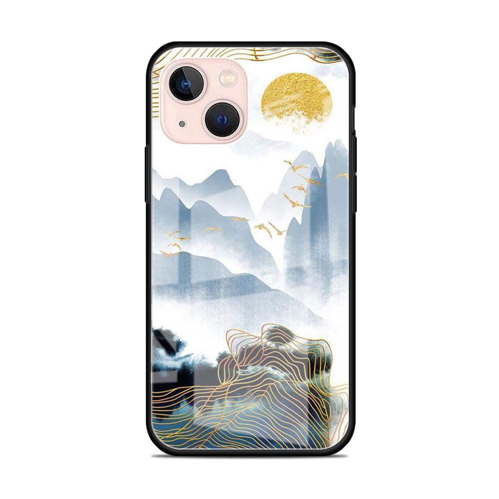 Стеклянный чехол для Apple iPhone 14 13 11 12 Pro 7 XR X XS Max 8 6 6s Plus SE 2022 13Pro Закаленное стекло Телефон Tampa Гинкго Золотая фольга