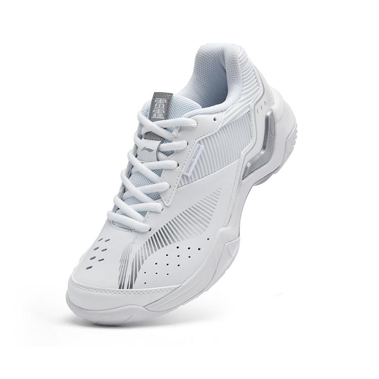 Li Ning Thunder Sonic Boom Амортизация Скользкая подошва Дышащие Низкие Бадминтонные кроссовки Унисекс Белый Серебристый AYTV005-4