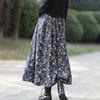 Plus Size Floral Skirt Women's Spring and Summer Retro A-line Skirt High Waist Mid-length Skirt