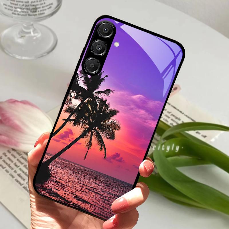 Чехол для Samsung A26 5G Жесткий ПК Закаленное Стекло Чехол для Телефона Для Samsung Galaxy A36 A56 5G Модный Животный Стеклянный Защитный Чехол