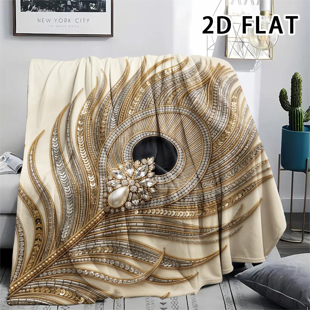1Pc Peacock Print Flannel Blanket,High quality Comfortable for All Seasons,Home Decor,Warmth and Comfort,Perfect for Christmas Gifts