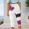 Women Plus Size High Waist Capri Leggings Blue Marbled Rose Gold Print Stretchy Soft Athletic Yoga Workout Cropped Pants For Casual Daily Wear