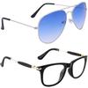 Dervin Aviator and Rectangular Men's and Women's Sunglasses Combo (Blue, Clear) - Pack of 2