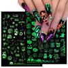 Manicure Skull Pumpkin Sliders Decals Luminous Glow In The Dark Halloween Nail Stickers 3D