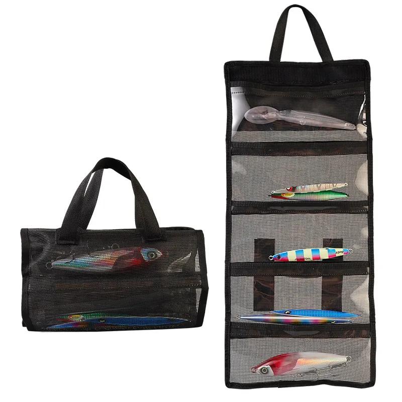 Outdoor lure fishing gear bag, PVC bait bag, large-capacity portable bag, transparent folding fishing gear accessory storage bag