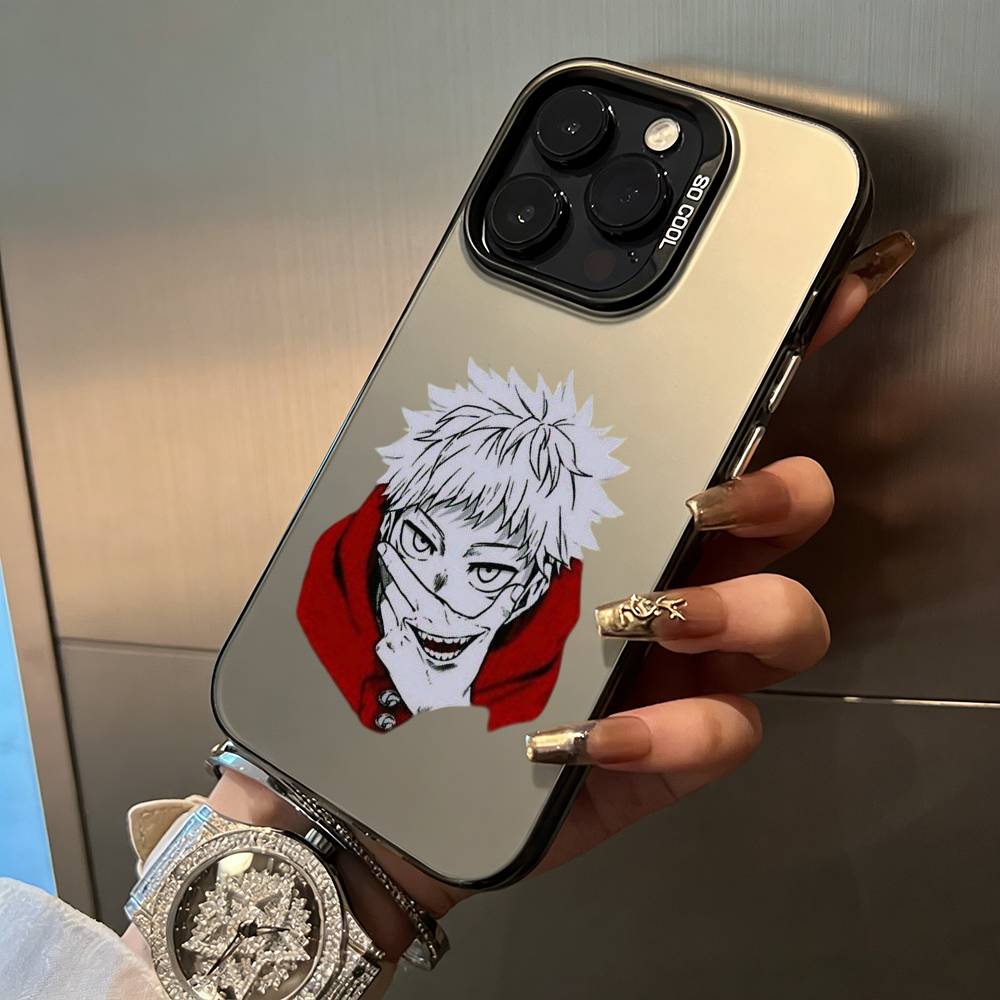 opular characters-J-Jujutsu K-aisen- For iPhone 17 16 15 14 13 12 11 Pro Max XS 17 Air Silicone Colored Silver Bumper Cover