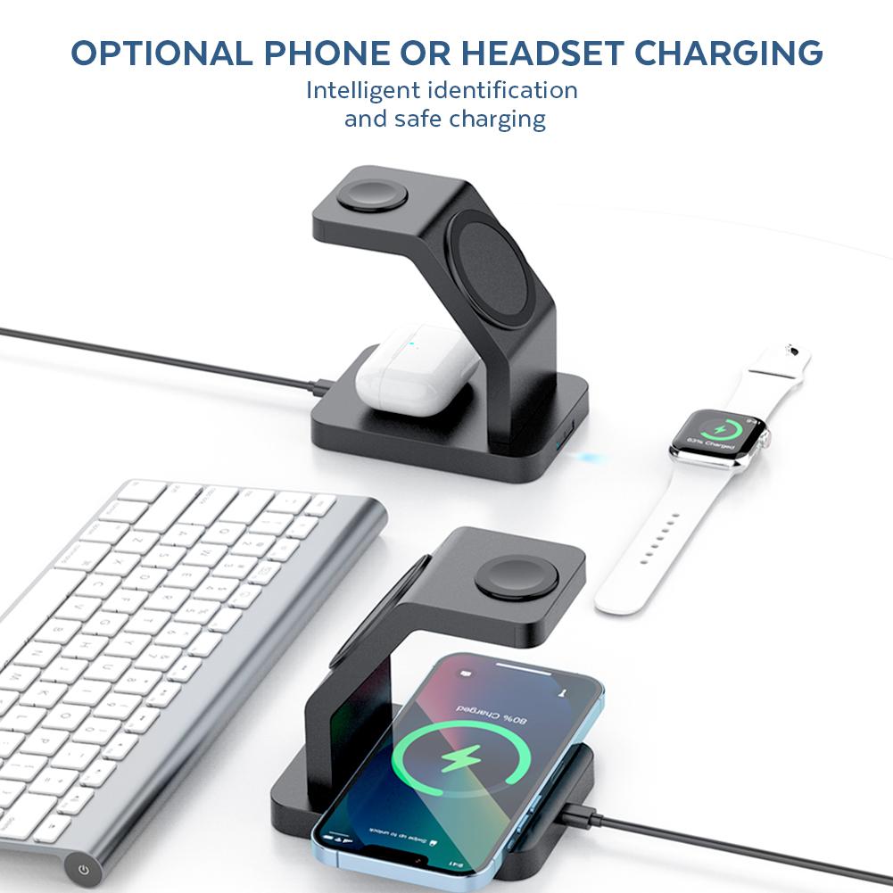 S6 For Iphone/Airpods/Apple Watch 3-in-1 15W Magnetic Wireless Charging Station Desktop Bracket