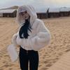 Warm Winter Women Faux Fur Coat Hooded Jacket Short Artificial Parka Cropped