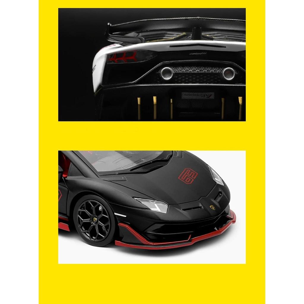 1/24 Lamborghini Aventado SVJ63 Supercar литая игрушечная модель автомобиля со звуком и светом детские игрушки коллекционные предметы подарок на день рождения