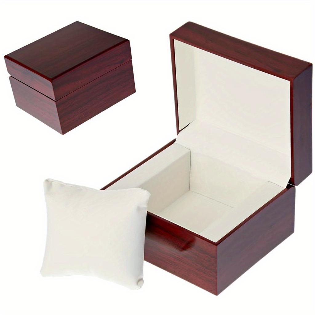 1 шт. Деревянный чехол для часов, подарочная коробка для браслета из дерева с подушкой, идеально подходит для подарков на дни рождения, годовщины и праздники