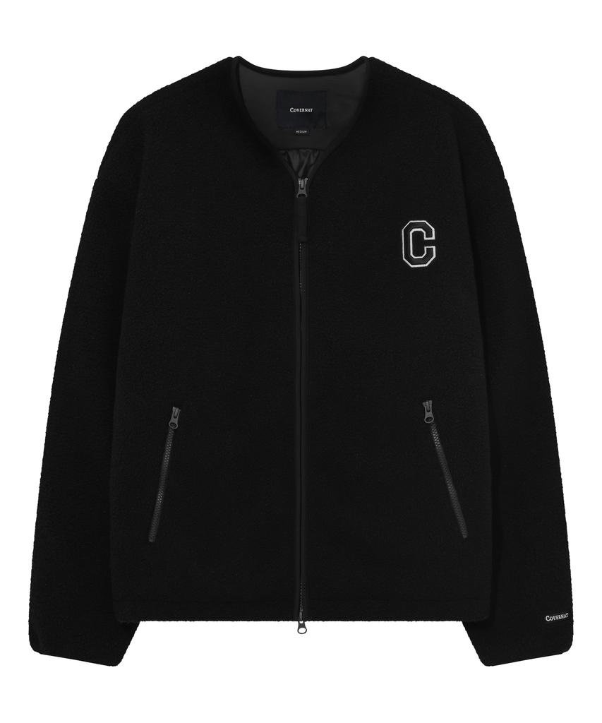 Covernat Collarless Sherpa Jacket Black