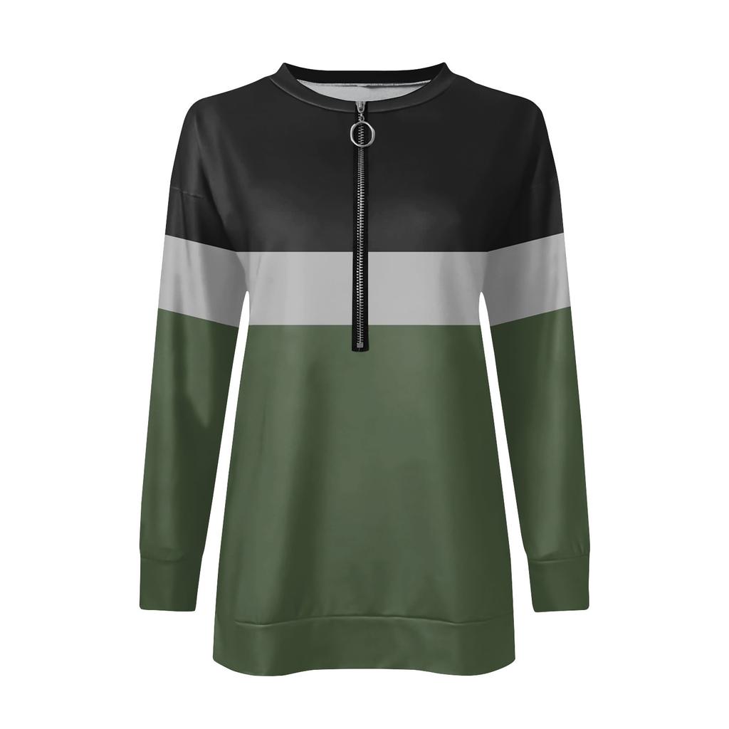 Женский повседневный свитер с длинным рукавом и застежкой-молнией на четверть длины, с принтом, свитшот, повседневная верхняя одежда на осень