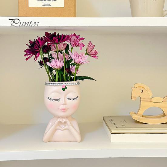 Цветочный горшок в виде лица в стиле Love Girl Head Plant Pot Small Lady Face Planter для суккулентных комнатных и уличных растений, центральный элемент рабочего стола для гостиной