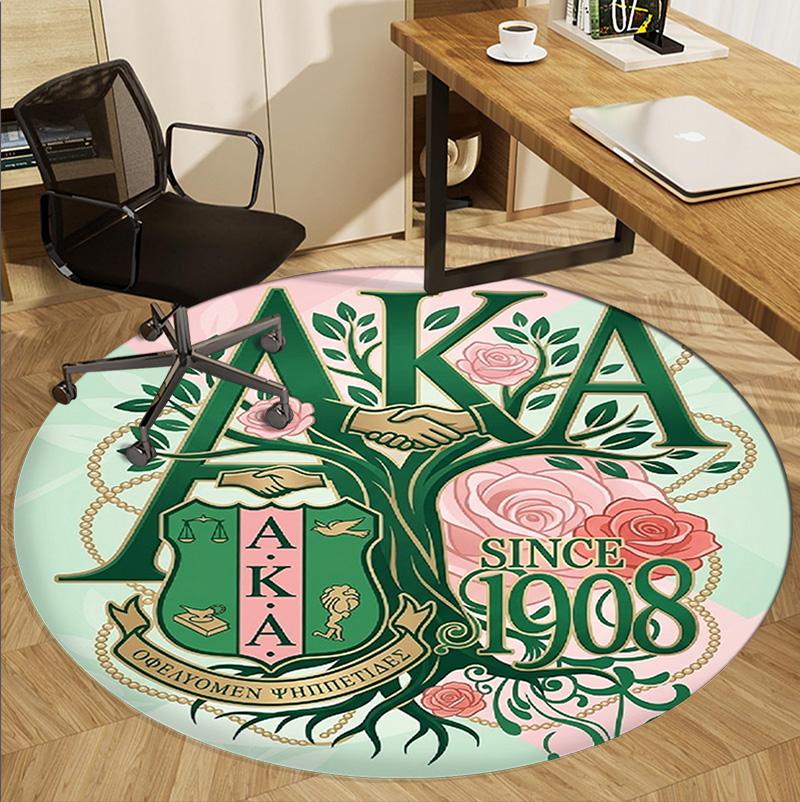Alpha Kappa Alpha Pattern Round Rug, Indoor/Outdoor Mat, for Picnic, Gameroom, Bedroom, Office, Living Room, Home Decor Carpet, Birthday Gift