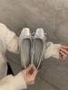 French Retro Silver Bow Flats Gentle Style Women's Shoes