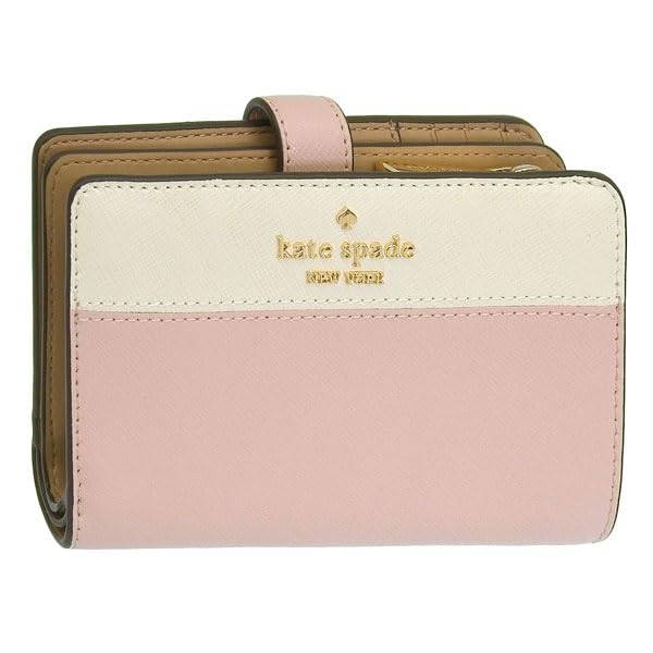 Женский бифолд-кошелек Kate Spade, компактный, бренд аутлета, розово-слоновая кость, кожа Saffiano, цвет Madison Colorblock, Le Medium Compact Bifold Wallet, KC511 650.