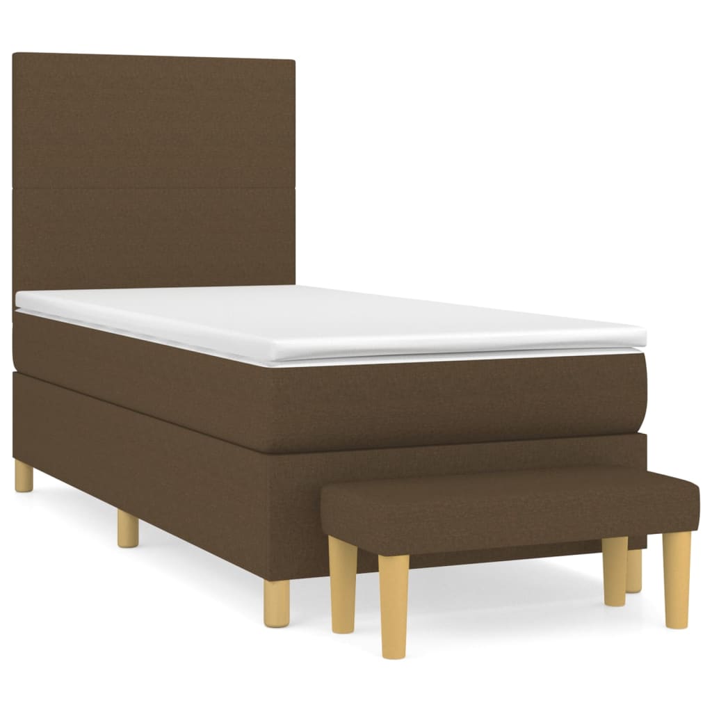 Box Spring Bed with Mattress Dark Brown 100 x 200 cm Fabric