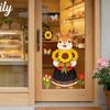Spring Fox Window Clings Cartoon Fox Flowers Butterflies Glass Sticker Removable Cute Animal Window Decals for Home Office Shop