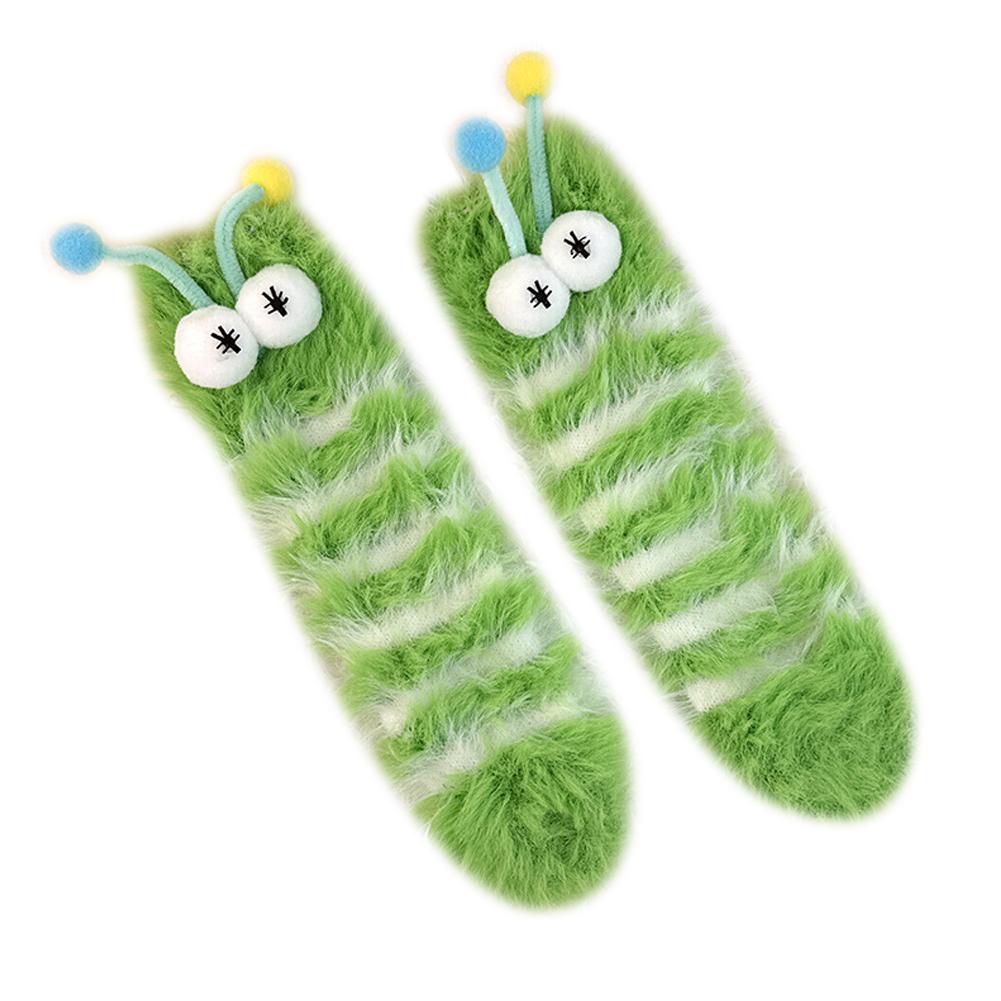 1 Pair Funny Ugly Cute Socks With Big Eyes Autumn Winter Plush Floor Socks Couple Sleep Sock Fuzzy Socks Christmas Gifts
