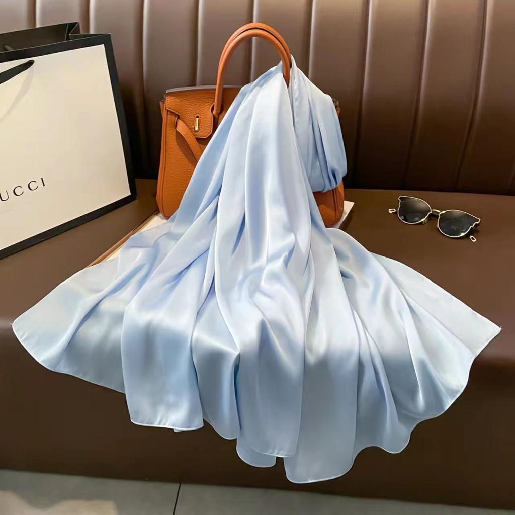 New Solid Colour Anti-silk Scarf Spring and Autumn Sunscreen Beach Towel Female Silk Scarf Outside the Air Conditioning Shawl
