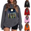 Women's Casual Round Neck Long Sleeved Pullover, Halloween Printed Top, Long Sleeved Hoodie