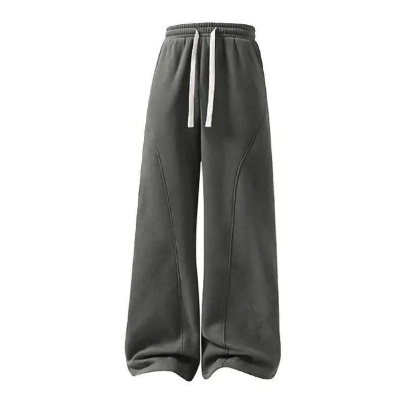 High Waist Relaxed Fit Trousers Solid Color Casual Pants Street Style Vintage Sweatpants Women