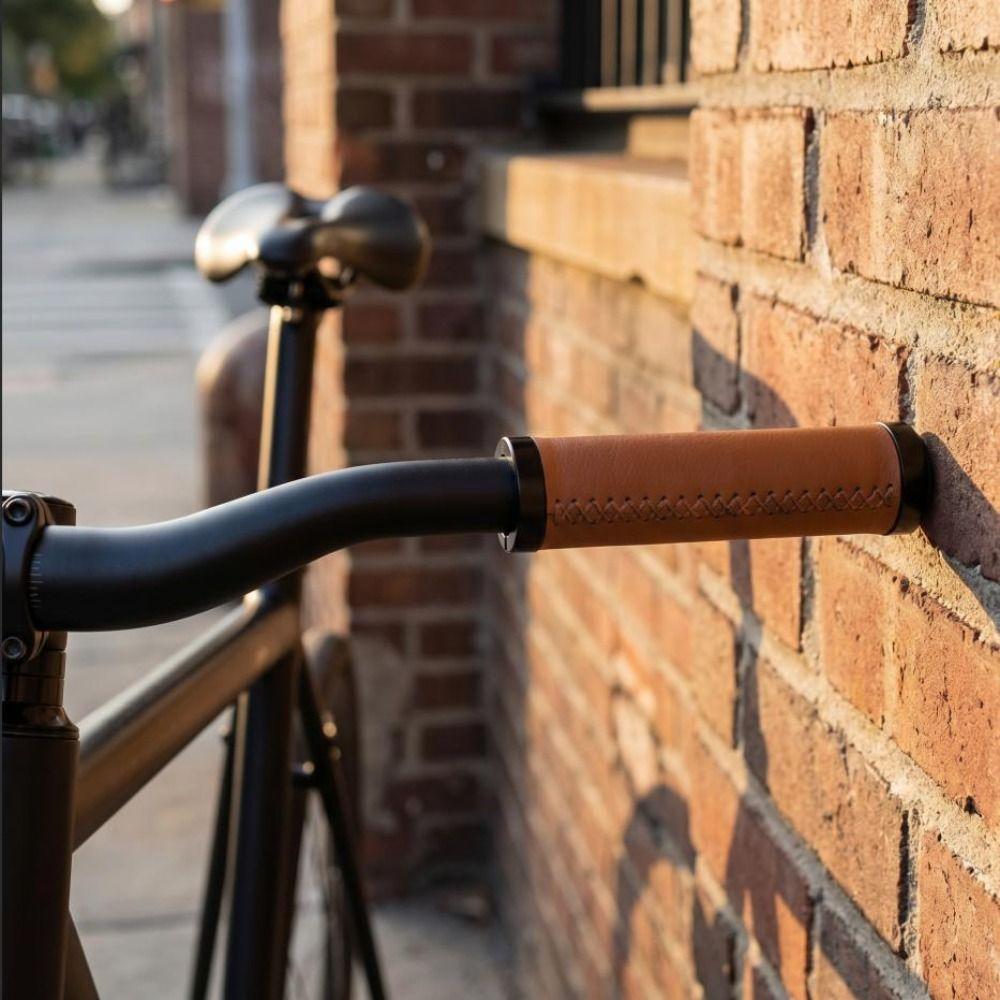 Leather Material Bike Leather Handle Cover Shock-absorbing Bike Cowhide Grip Bicycle Accessory