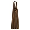 Kaslead New Arrival Women's Clothing Fashion Style Slim Looking Hanging Collar Silk Satin Texture Dress 8500331