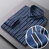 Mens 4-Way Stretch Collared Wrinkle-Free Button-Down Shirts, Business Casual Long Sleeve Silky Sheen Looking Striped Dress Shirt