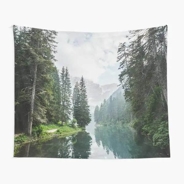 Misty Forest Tapestry Foggy Tree Wall Hanging Tapestries Nature Pine Woodland Tapestry Wall Hanging Art for Bedroom Living Room