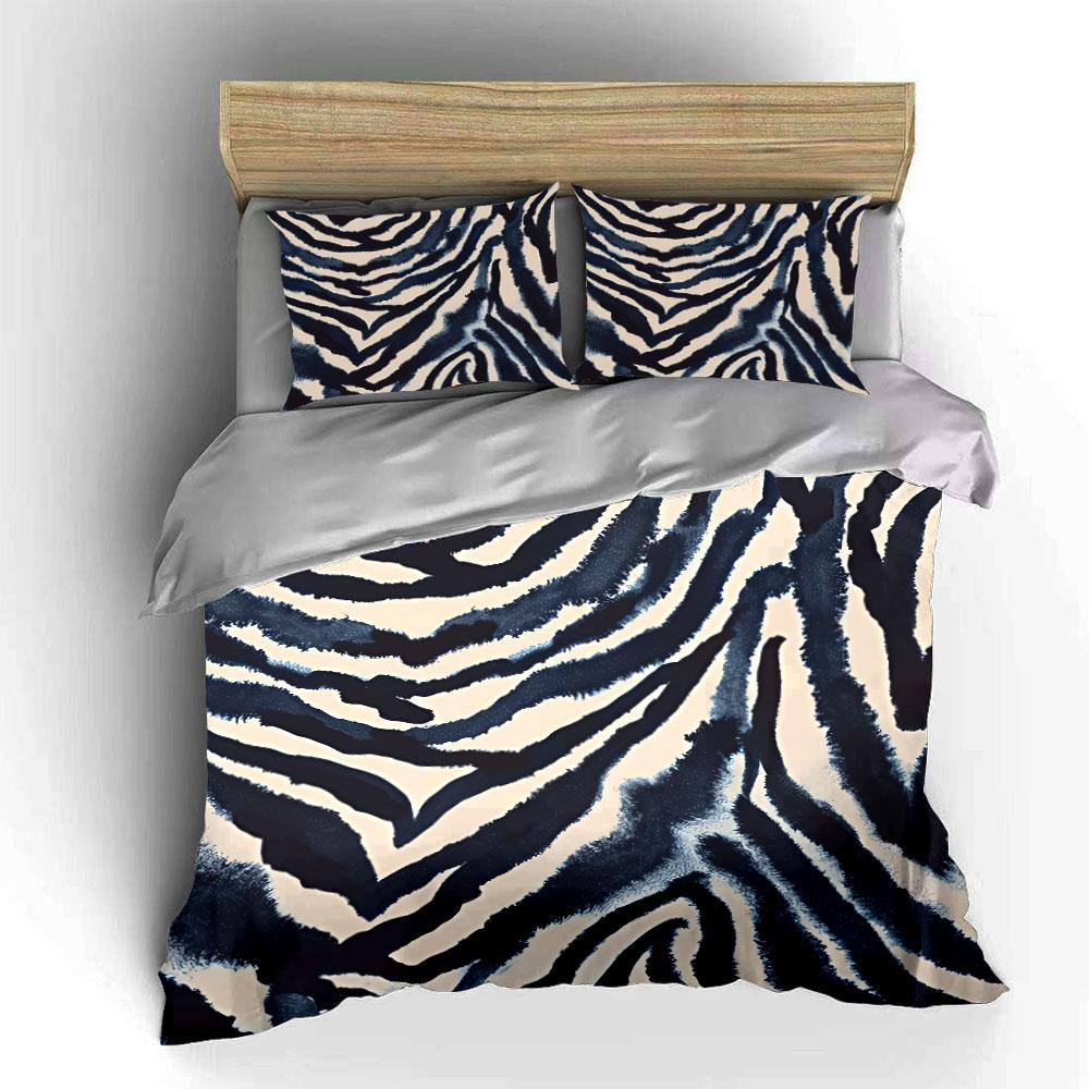 Navy Zebra Stripes Pattern Bedding Duvet Cover Set Duvet Cover Pillowcases (1*Duvet Cover 2*Pillowcases, without duvet insert)