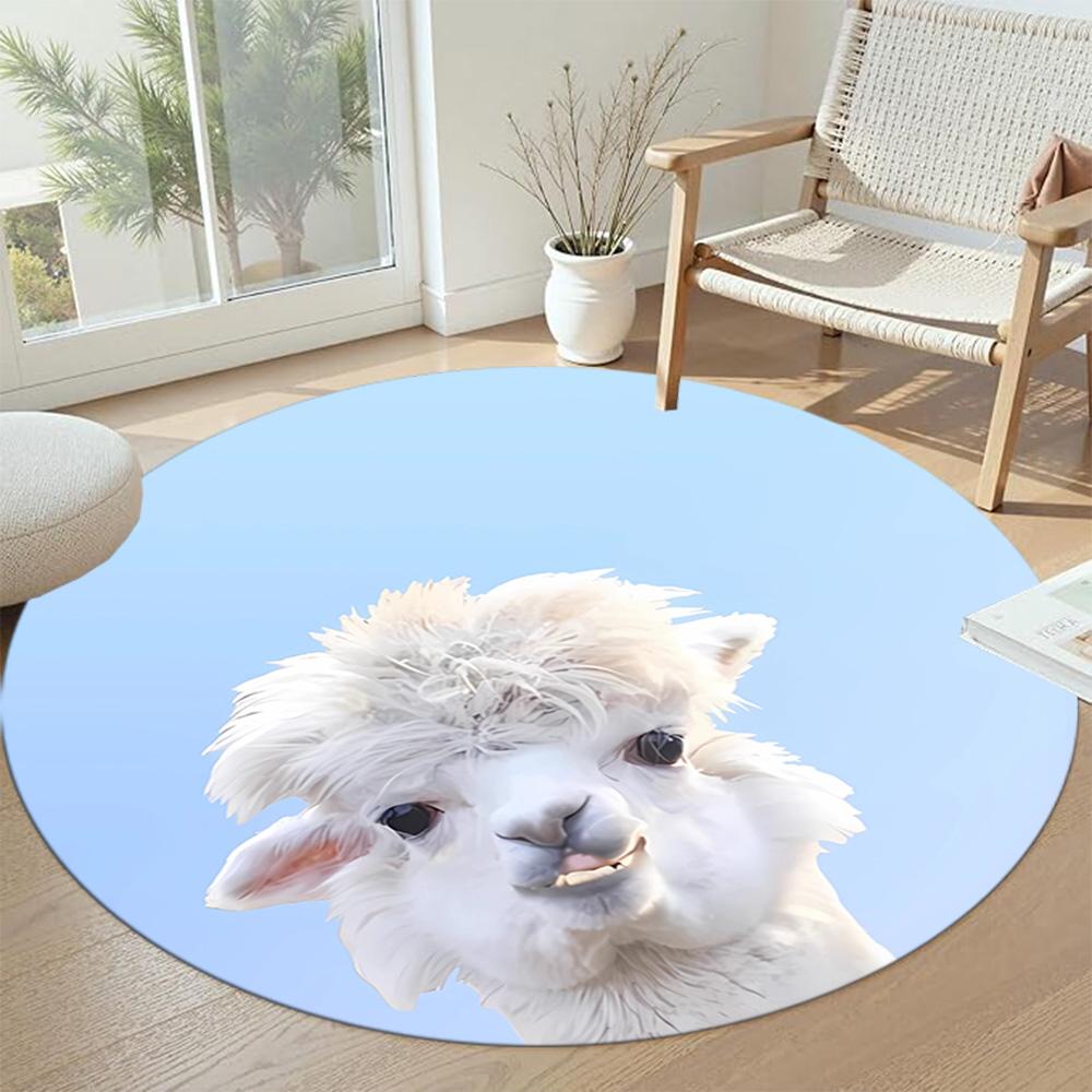 Alpaca Round Office Rug Suitable for Dining Room Kitchen Study room Balcony Antislip Round Carpet Anime Office Decor
